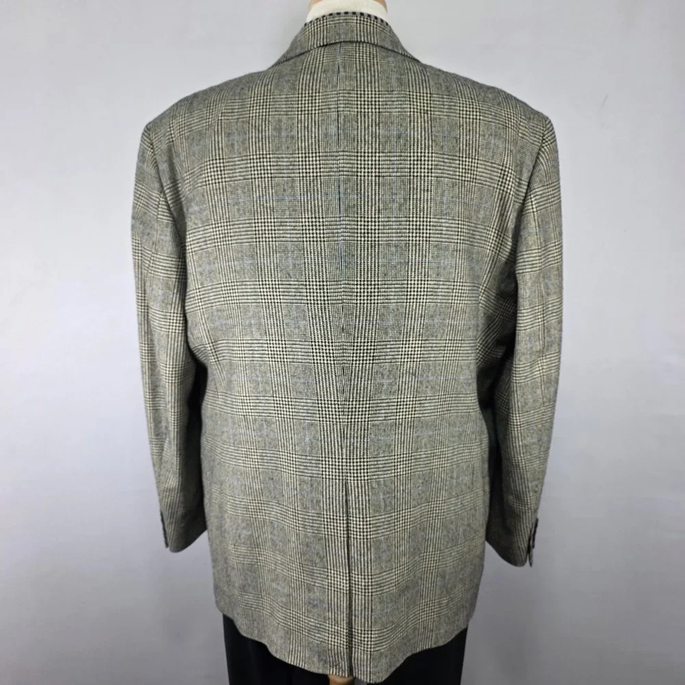 Lauren Ralph Lauren Men's Sport Coat Blazer Two Button Beige Plaid Silk Wool 48R